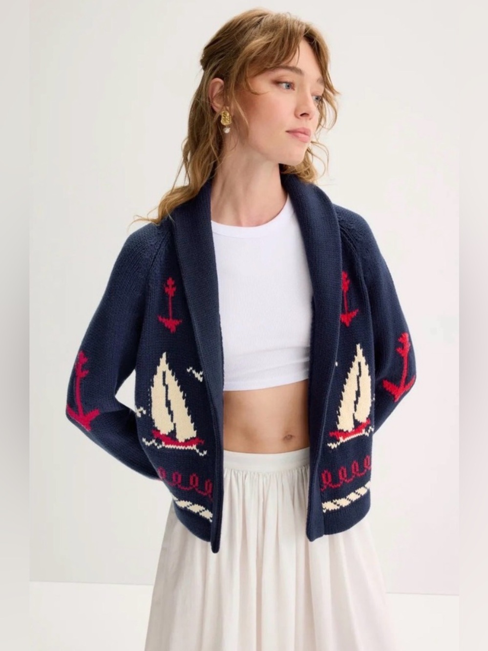 NWT SAILBOAT SHAWL CARDIGAN